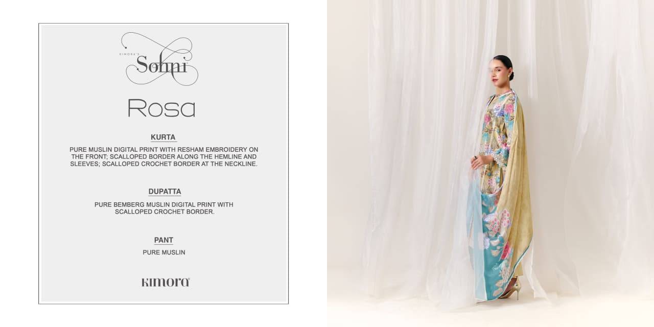 Rosa By Kimora suit 991 To 994 Series Stylish Beautiful Colourful Muslin Dresses At Wholesale Price